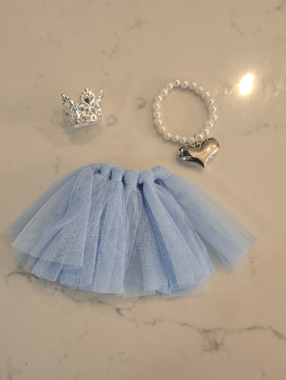 Light Blue Desk Goose Tulle Skirt with Silver Heart Bracelet - Brand